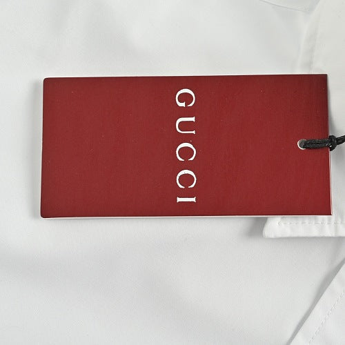Gucci Anchor Embroidered Striped Cotton Long-Sleeve Shirt – White