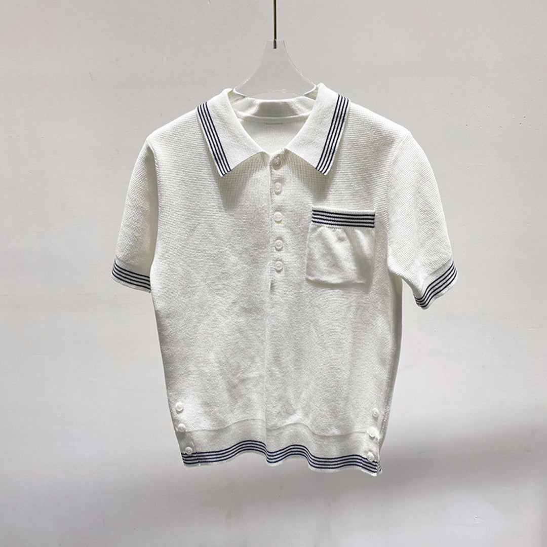 MR.TOM Women stripe POLO shirt