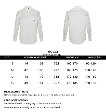 Gucci Anchor Embroidered Striped Cotton Long-Sleeve Shirt – White