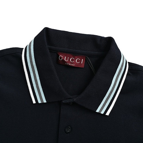Gucci Logo Tipped Stripe Collar Polo Shirt
