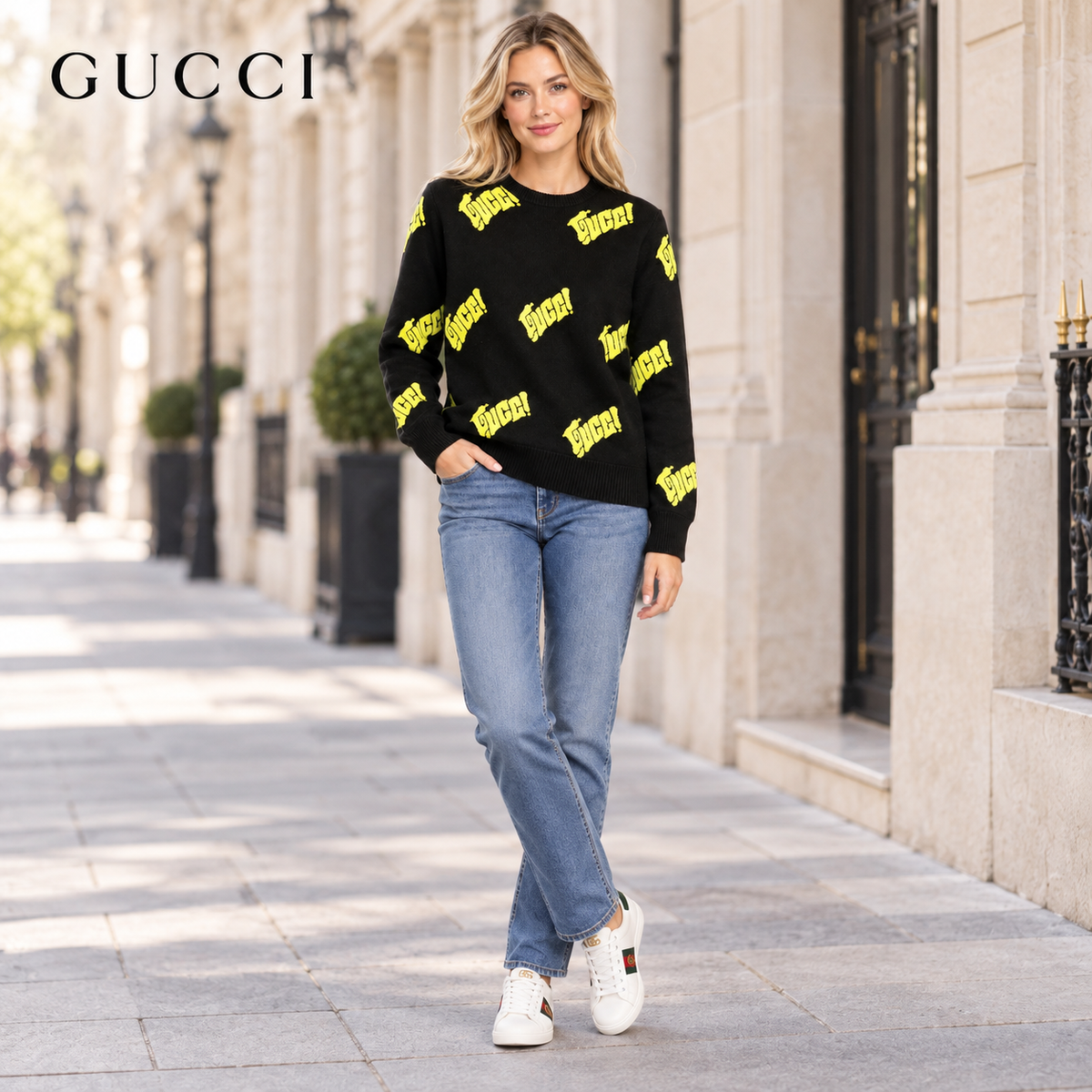 Gucci Unisex Jacquard Crewneck Sweater