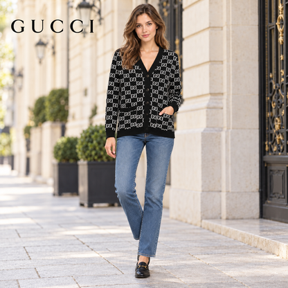 Gucci Unisex Monogram Double-G Jacquard Cardigan