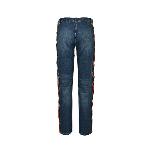 Gucci GG Monogram Straight-Leg Pants with Web Stripe
