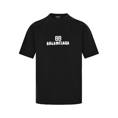 Balenciaga 100% Cotton Crewneck T-Shirt in White & Black