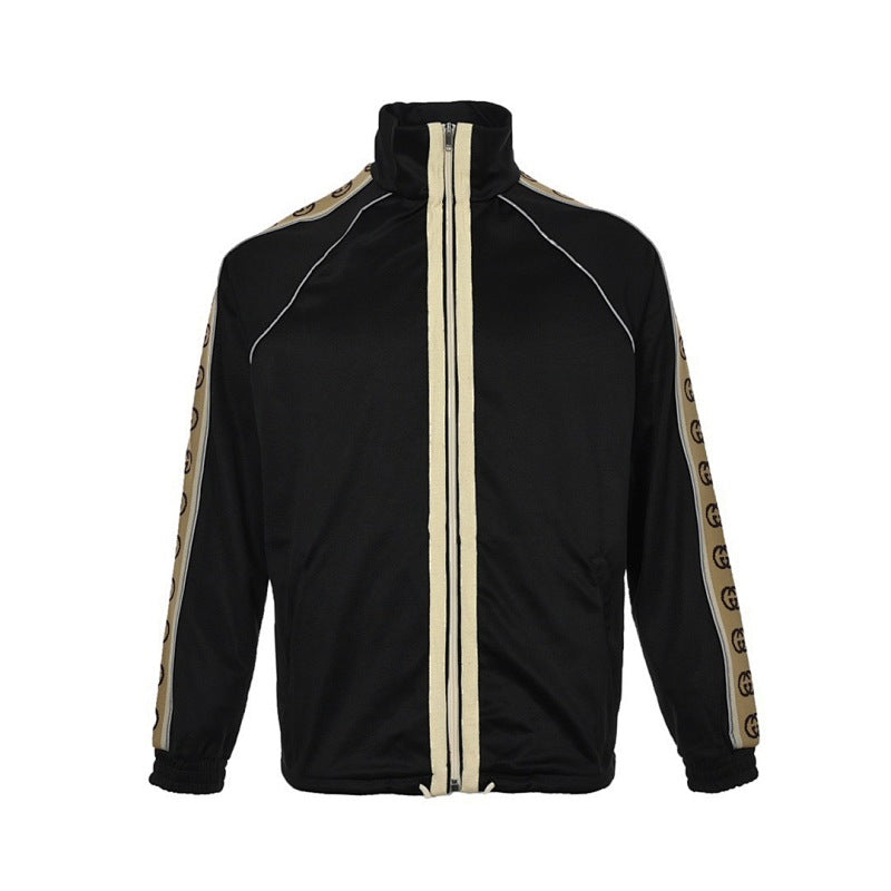 Gucci Black Track Jacket with GG Logo Side Band