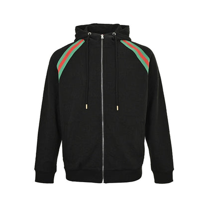 Gucci Web Stripe Full-Zip Hoodie – Black & White Oversized