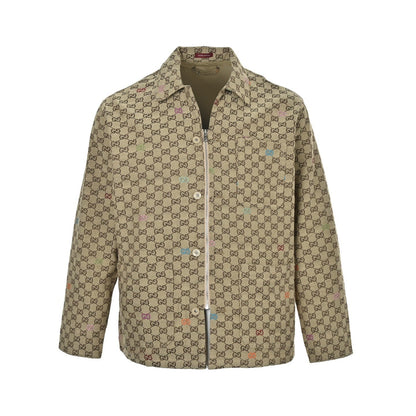 GG Monogram Canvas Jacket with Multicolor Embroidery