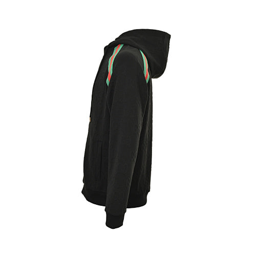 Gucci Web Stripe Full-Zip Hoodie – Black & White Oversized