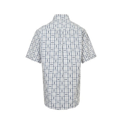Gucci Horsebit Check Print Short-Sleeve Shirt in White