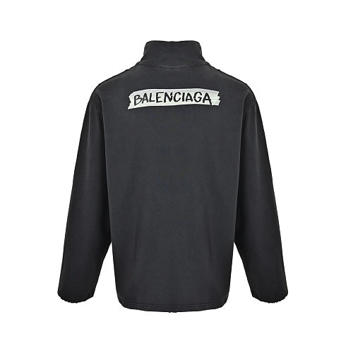 Balenciaga Logo Half-Zip Cotton Pullover