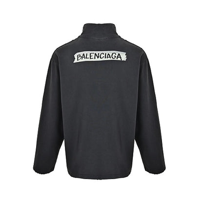 Balenciaga Logo Half-Zip Cotton Pullover