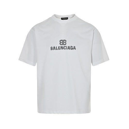 Balenciaga 100% Cotton Crewneck T-Shirt in White & Black