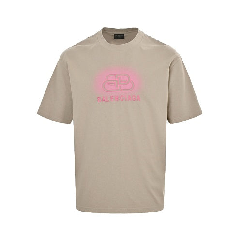 Balenciaga Cotton Crewneck T-Shirt in Khaki & Black