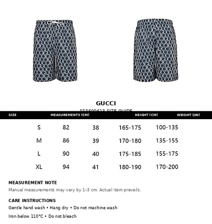 Gucci Allover Letter Print Swim Shorts in Navy