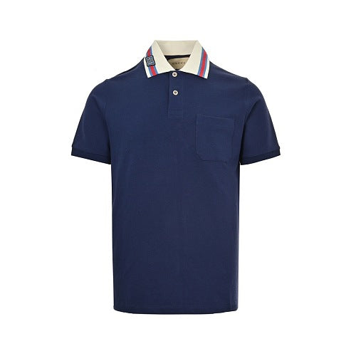 Gucci GG Web Stripe Collar Polo Shirt