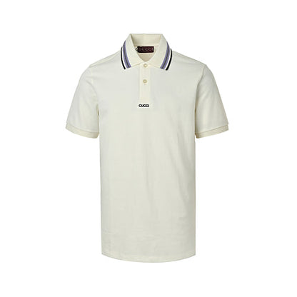 Gucci Logo Embroidered Web Stripe Polo Shirt