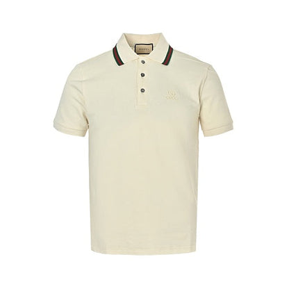 Gucci Web Stripe Collar GG Embroidered Polo Shirt