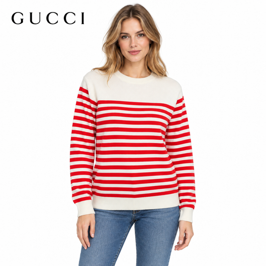 Gucci Unisex Embroidered Striped Crewneck Sweater