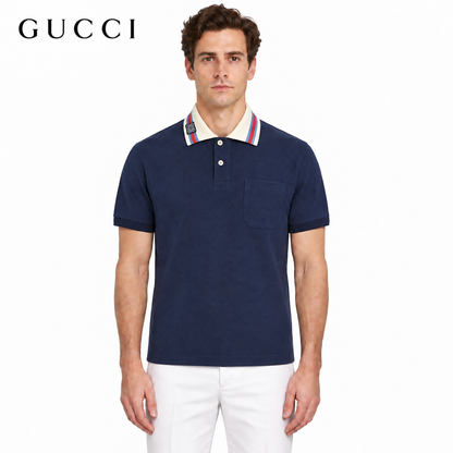 Gucci GG Patch Web Stripe Polo Shirt