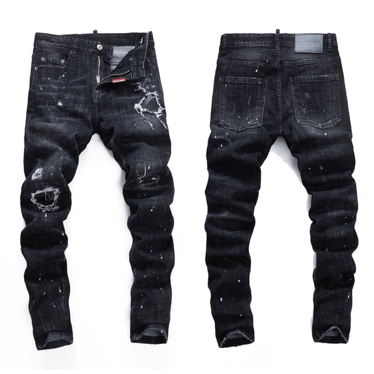 dsquared2 New Man Ink splash Hole Jeans