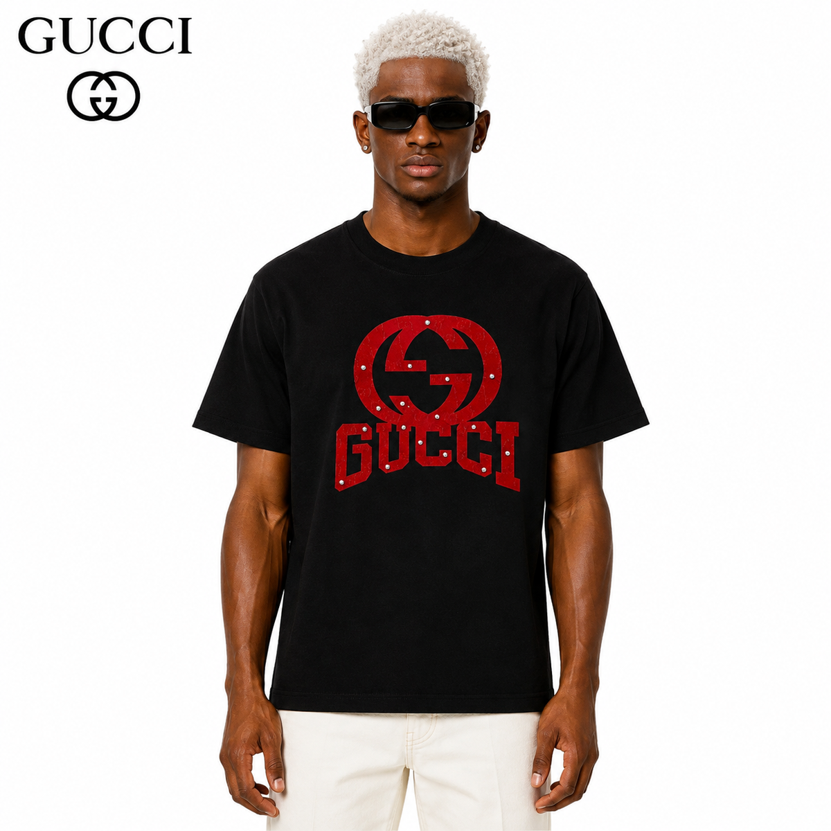 Gucci Interlocking GG Studded Logo T-Shirt