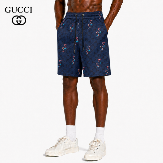 Gucci Signature GG Monogram Snake Print Shorts