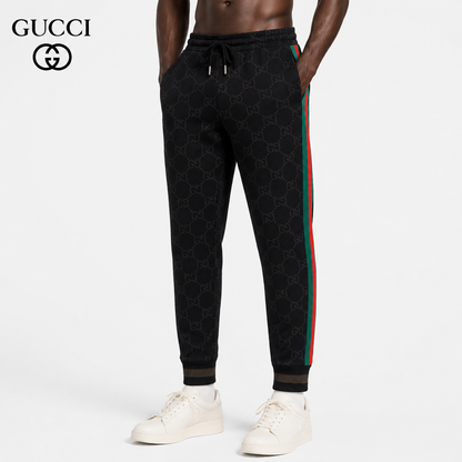 Gucci GG Monogram Jogger Pants with Web Stripe
