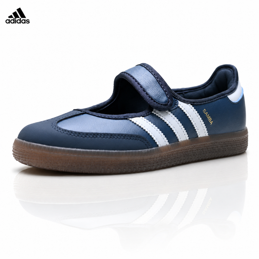 Adidas Samba Mary Jane Navy Leather Sneakers – Classic Gum Sole Ballet Shoes