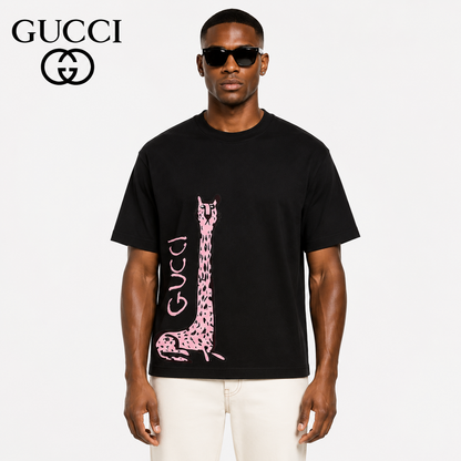 Gucci Cheetah Graphic Logo Print T-Shirt
