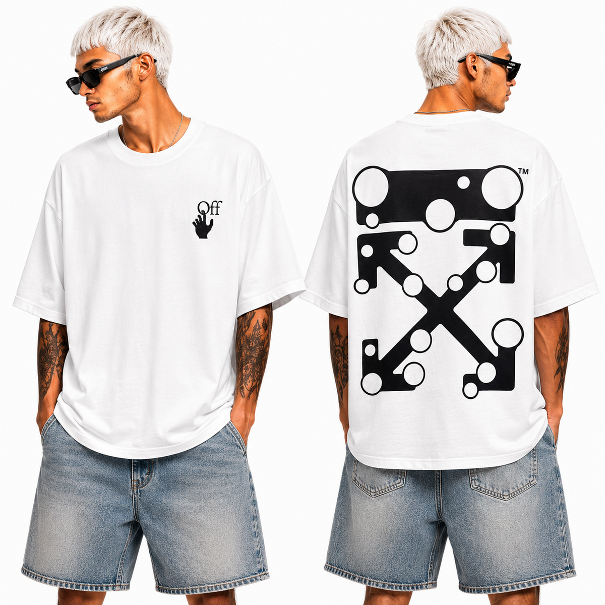 OFF-White  Arrow Logo Cotton T-shirt#23