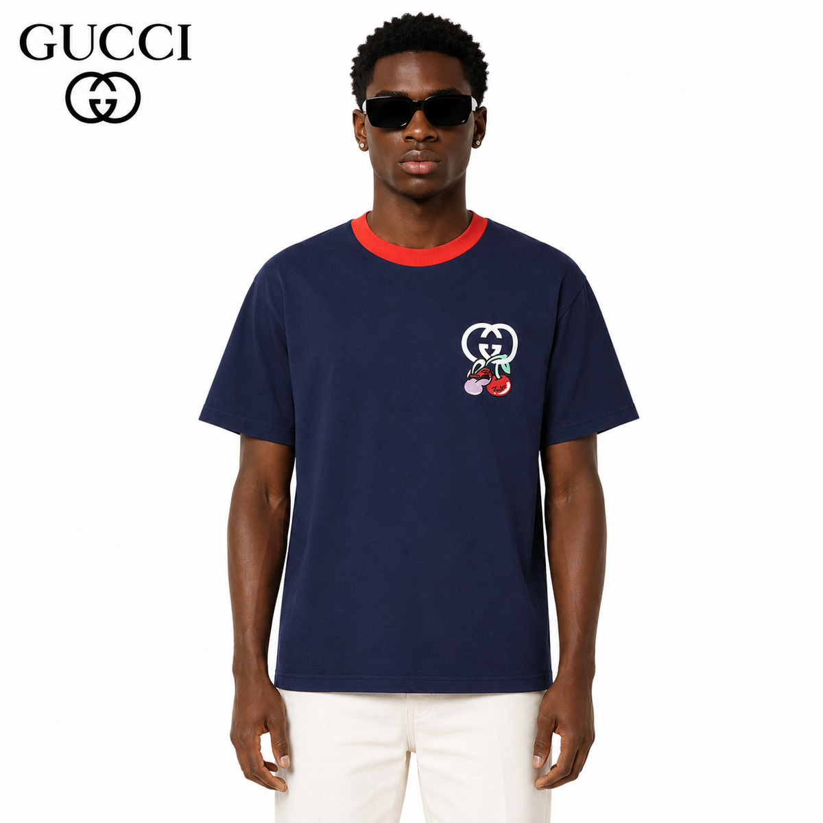 Gucci GG Cherry Embroidered T-Shirt