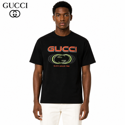 Gucci Since 1921 Neon GG Logo Oversized T-Shirt