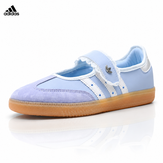 Adidas Samba Mary Jane Light Blue Leather Sneakers – Retro Ballet Shoes