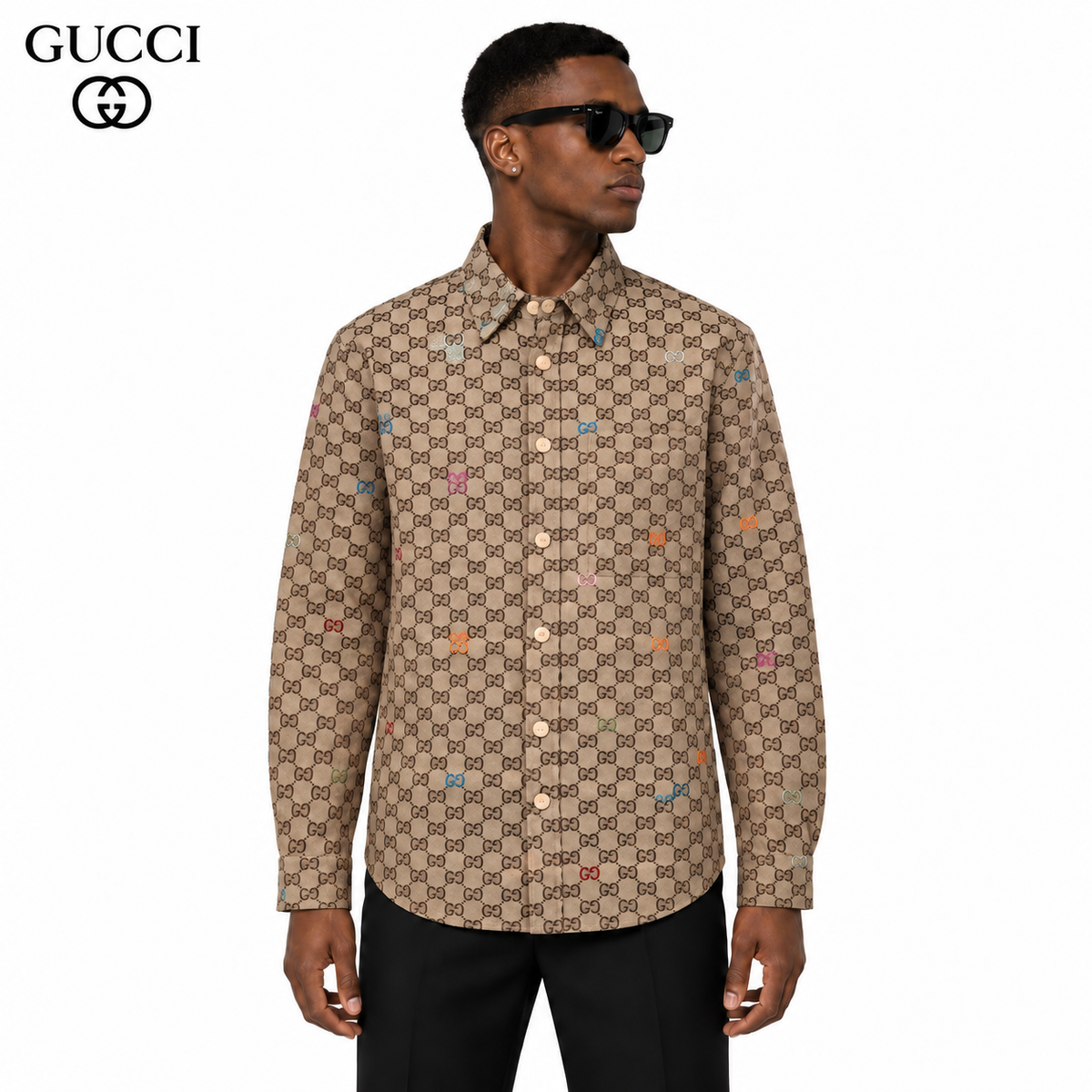 Gucci Signature GG Monogram Long Sleeve Shirt